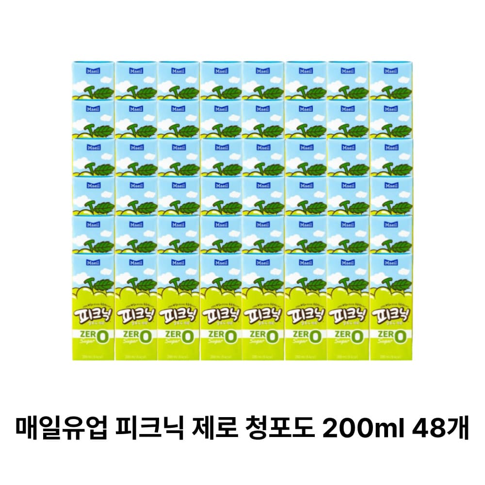[지마켓] 피크닉 제로 청포도 200ml 48개 (13,310원 / 무료배송)