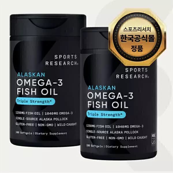 [지마켓] 스포츠리서치 오메가3 피쉬 오일 3배 강도 소프트젤 180정 x 2병 (89,760원 / 무료배송)