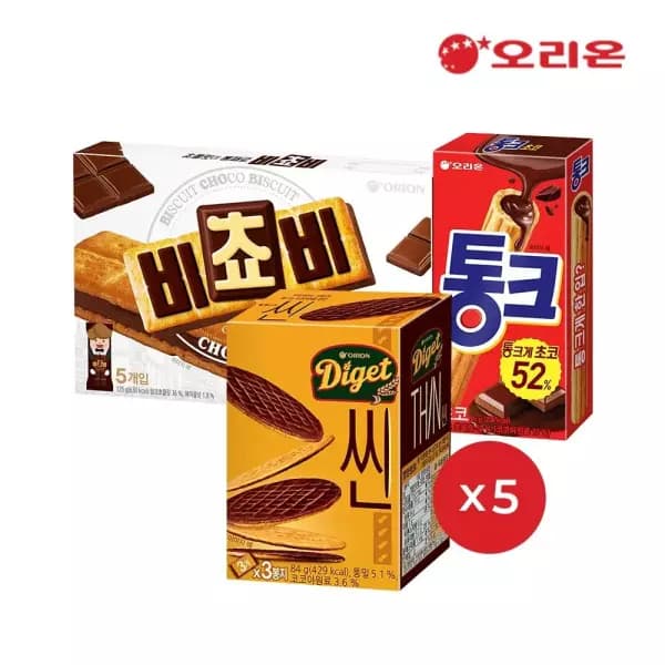 [오늘의집] 비쵸비 125g 5개 + 통크 45g 5개 + 다이제씬 84g 5개 (19,270원 / 무료배송)