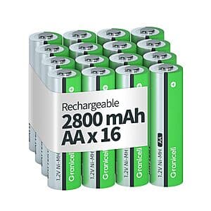 [Amazon] 16-Ct Granicell AA 1.2V 2800mAh NiMH Rechargeable Batteries ($10.00 / (약: 14,110원))