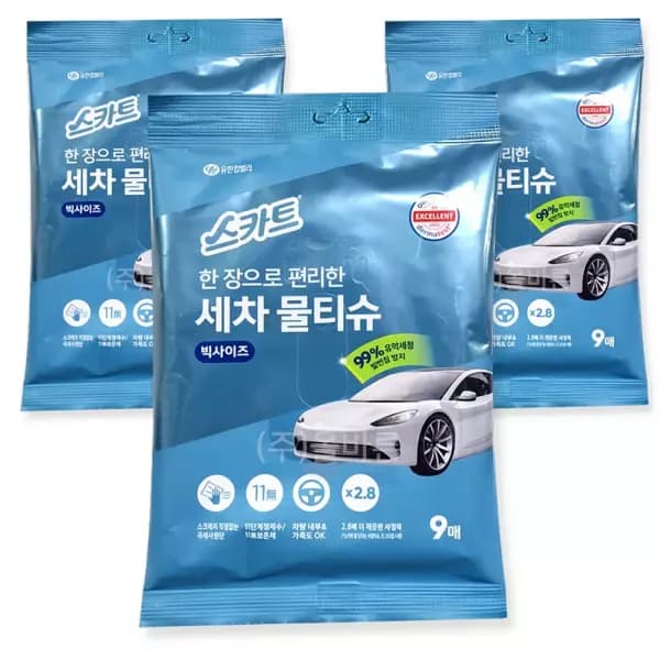 [토스쇼핑] 스카트 세차물티슈 9매 3개 (11,900원 / 무료배송)