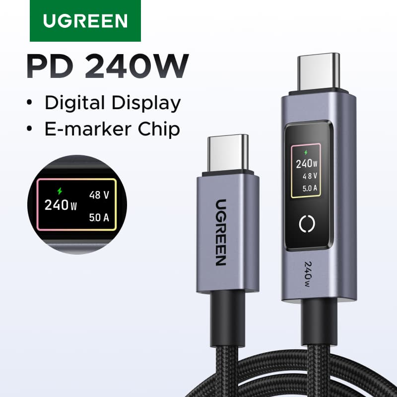 [알리익스프레스] 유그린 PD 240W E-마커 칩 내장 충전케이블 ($10.61 / (약: 14,970원))