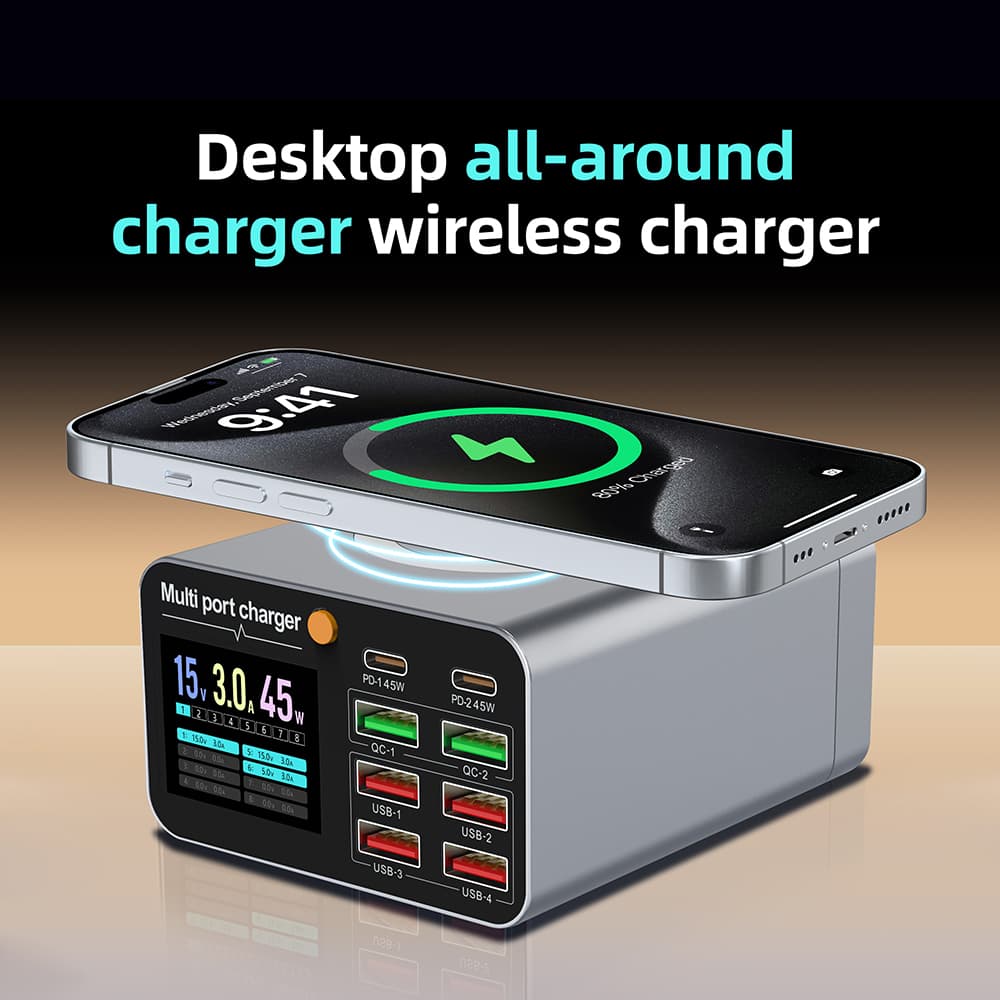 [알리익스프레스] 80W/120W 8포트 충전 스테이션 디지털 디스플레이 USB C타입 무선 충전 PD QC3.0 고속 충전기 ($4.45 / (약: 6,278원))