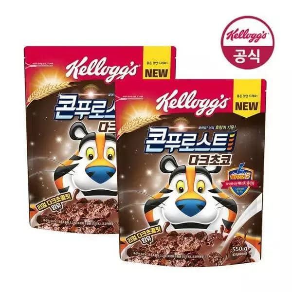[옥션] 켈로그 콘푸로스트 다크초코 550g x 3개 + 쿠키앤크림 30g (12,960원 / 무료배송)