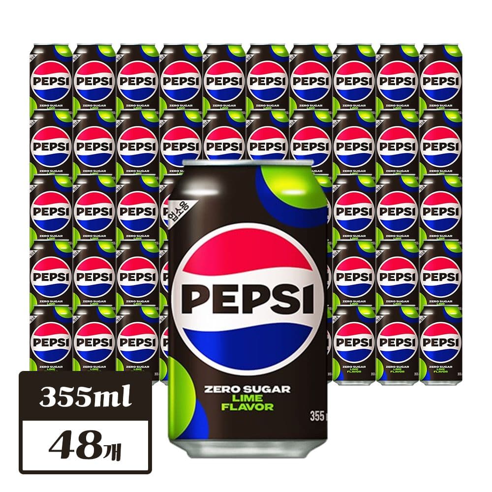 [오늘의집] 펩시 제로슈거 라임향 355ml*48개 (34,500원 / 남음)