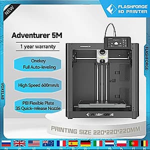 [Slickdeals] Flashforge Adventurer 5M Wi-Fi 3D Printer w Auto Leveling ($160.82 / (약: 226,917원))