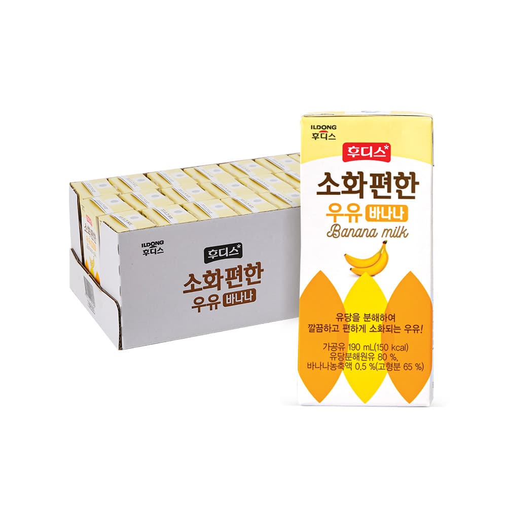 [토스쇼핑] 일동후디스 소화편한 우유 바나나, 190ml, 24개입, 1박스 (11,900원 / 무료배송)