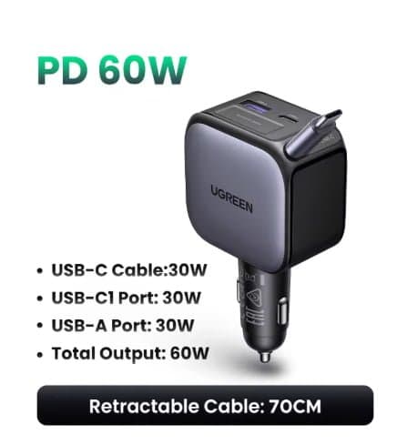 UGREEN PD 60W 차량용 충전기($10.79/무료)