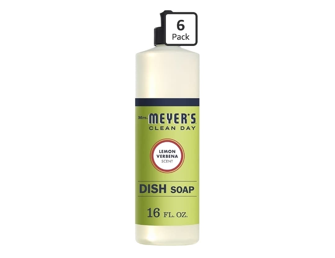 Amazon) Mrs. MEYER'S Clean Day Liquid Dish Soap, Cruelty Free and Non-Toxic, Lemon Verbena Scent, 16 oz- Pack of 6 $18.01