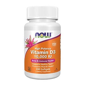 [Slickdeals] 120-Ct NOW Foods Vitamin D-3 10,000 IU Softgels ($6.75 / (약: 9,466원))