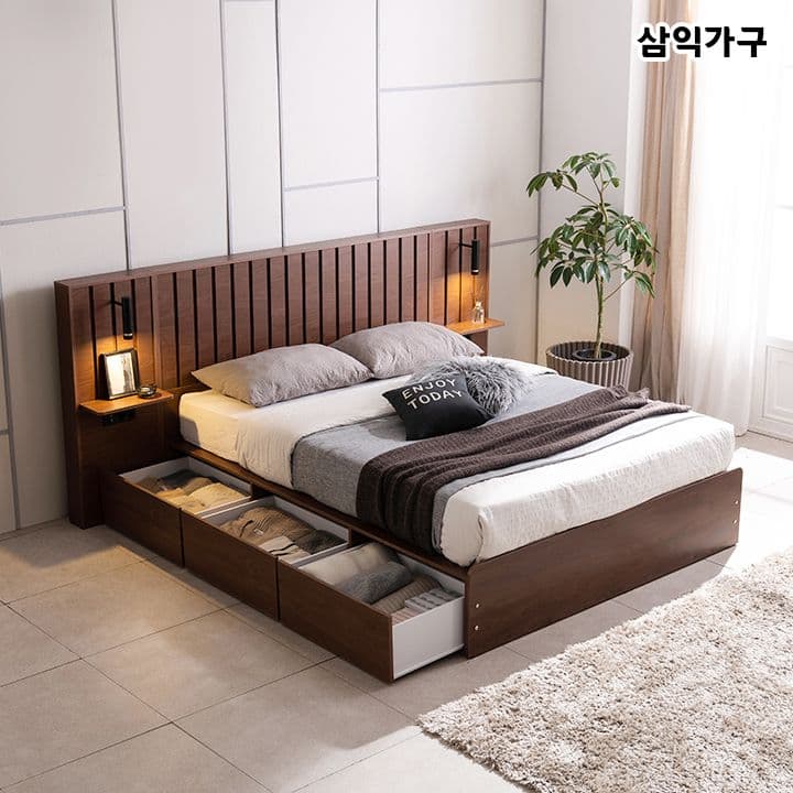 [오늘의집] 레온 프리미엄 빅수납 호텔 침대 프레임 SS/Q/K/LK (289,000원 / 남음)