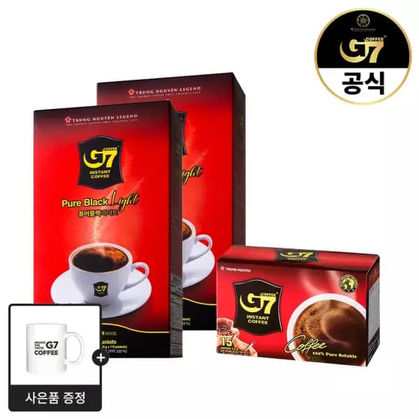 [11번가] [지마켓] G7 퓨어블랙 라이트 110개입 x 2개 + 퓨어블랙 15개입 + 머그컵 증정 (21,510원/무료) (무료배송)