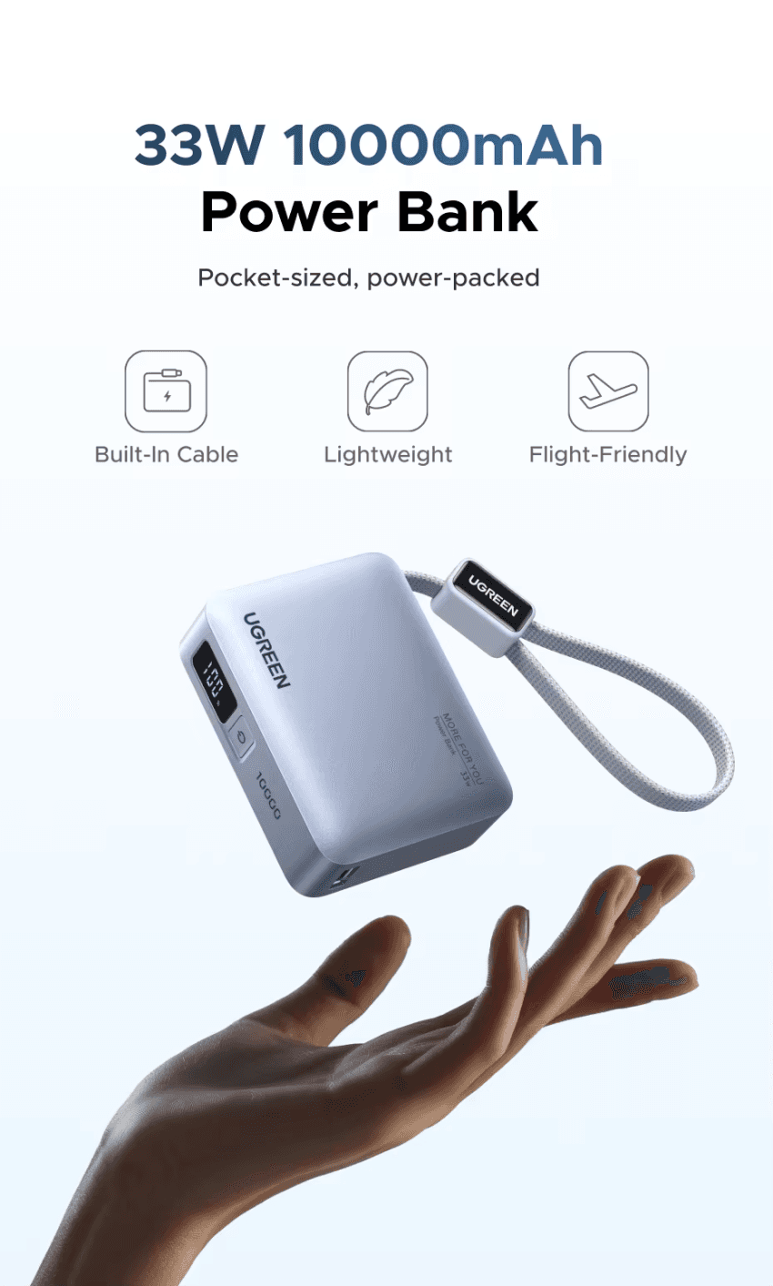 유그린 미니 33W 10000mAh 보조배터리 (코인 $15.35)