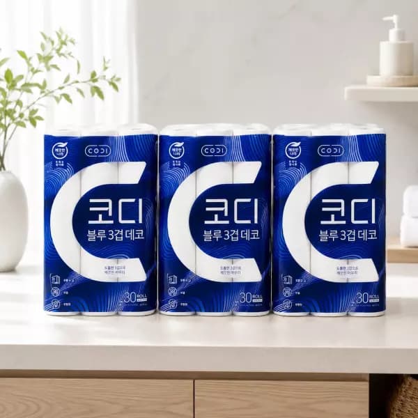 [지마켓] 코디 블루 3겹 데코 화장지 30롤 3팩 23,580원(스카 현카) (무료배송)