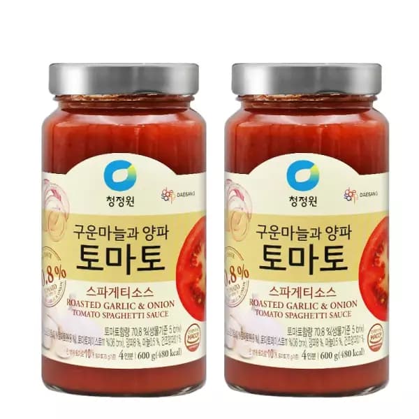 [쿠팡] 청정원 구운마늘과 양파 토마토 스파게티소스, 600g, 2개 (8,580원 / 무료배송)