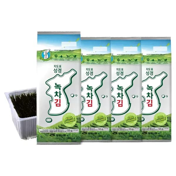 [쿠팡] 지도표성경 녹차김, 55g, 4개 (10,980원 / 무료배송)