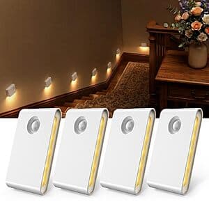 [Amazon] 4-Pk EZVALO Rechargeable LED Stair Night Lights w Motion Sensor ($10.95 / (약: 15,357원))