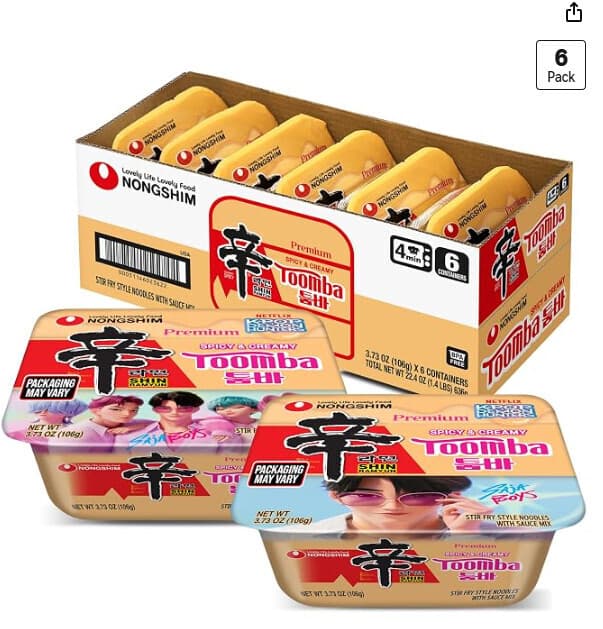Amazon) Nongshim Shin Ramyun Toomba Noodles 신라면 툼바 6개 $7.20~ (며칠전 보다 할인율 좋아요)