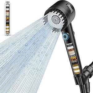 [Amazon] Vatex 5-Mode Filtered Handheld Shower Head w On Off Pause Button ($13.55 / (약: 18,875원))