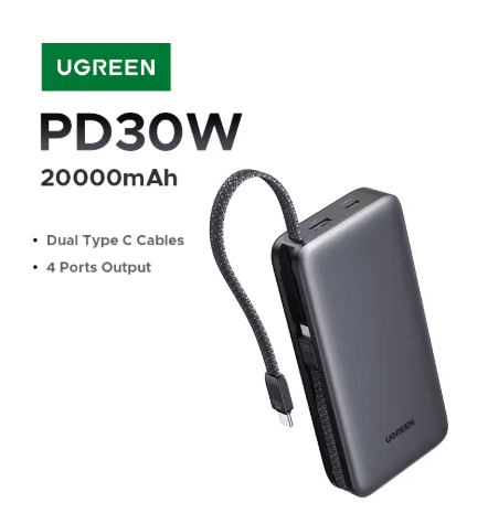 UGREEN PD 30W 20000mAh 휴대용 보조배터리($26.83/무료)