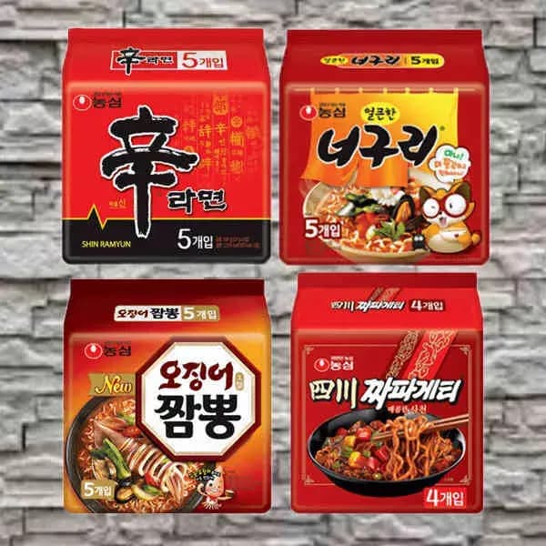 [지마켓] 신라면 5봉 + 너구리 5봉 + 사천짜파게티 4봉 + 오징어짬뽕 5봉 (총 19봉) (16,020원 / 무료배송)