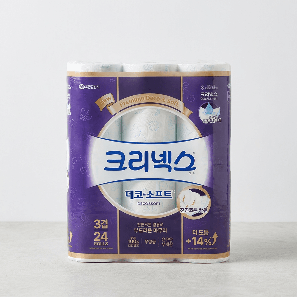 [토스쇼핑] 크리넥스 3겹 데코소프트 28m24롤×2팩 24,400원 (무료배송)