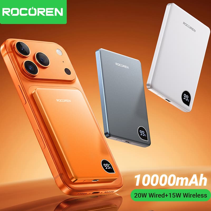 [알리익스프레스] 로코렌 10000mAh 마그네틱 파워뱅크 고속충전 5000mAh 휴대용 무선충전기 배터리 아이폰 17 16 프로 맥스용 ($0.30 / (약: 417원))