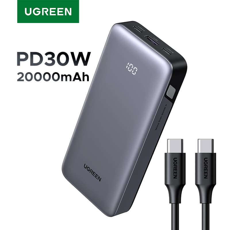 [알리익스프레스] UGREEN PD 30W 파워 뱅크 고속 충전 20000mAh 휴대용 보조배터리 외장 배터리 ($1.54 / (약: 2,145원))