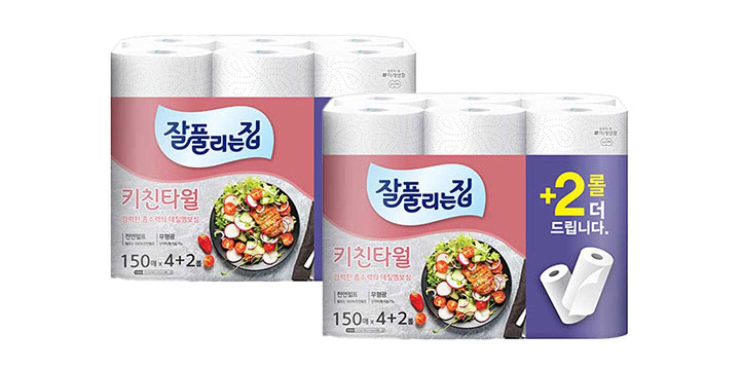[11번가] 잘풀리는집 키친타월, 150매, 4+2롤, 2개 (10,900원 / 남음)