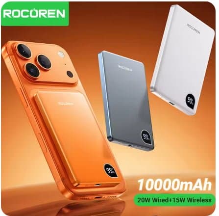 Rocoren 10000mAh 마그네틱 무선 충전 보조배터리($8.50/무료)