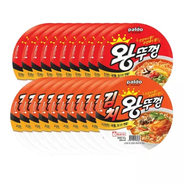 [지마켓] 팔도 왕뚜껑 오리지널+김치 10+10 / 20개 (17,720원 / 무료배송)