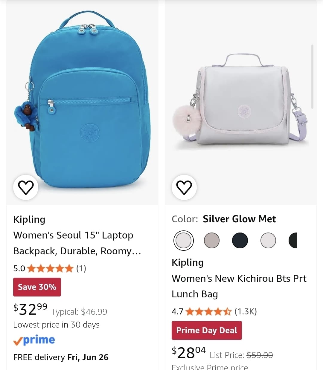 Amazon) 키플링 서울 랩탑 백팩 $32.99 등 프라임데이 딜