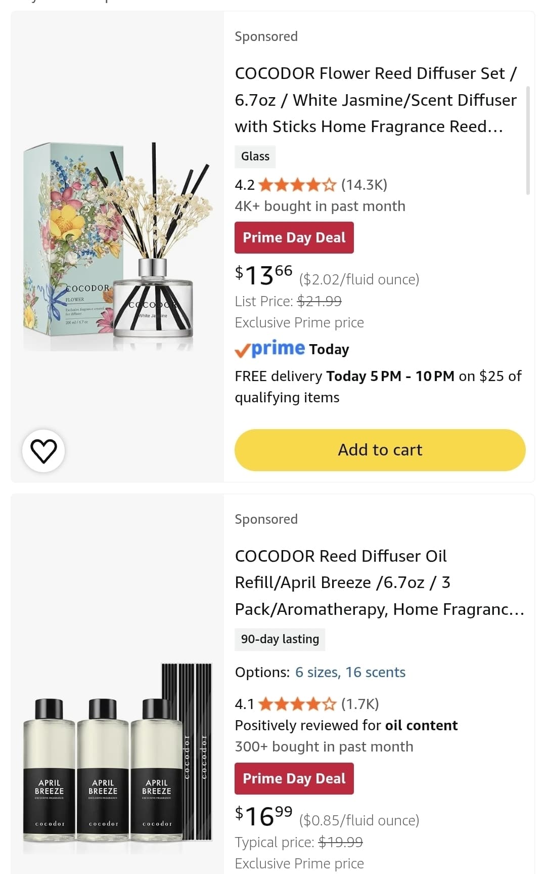 Amazon) 코코도르 디퓨저 $12.98 등 프라임데이 딜