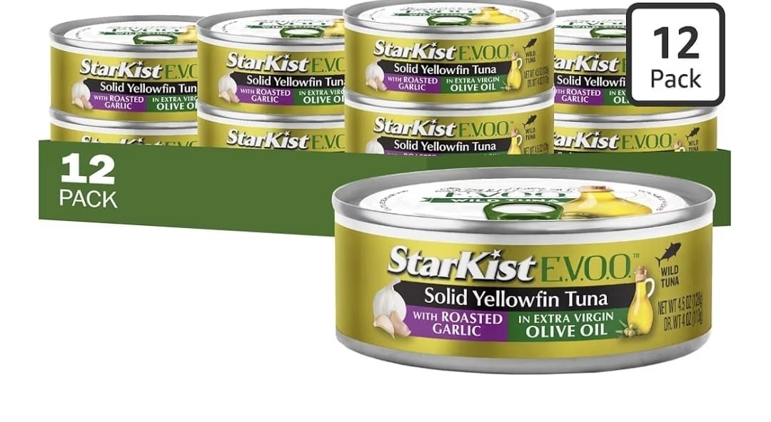 Amazon) StarKist E.V.O.O. Solid Yellowfin Tuna with Roasted Garlic and Extra Virgin Olive Oil, 4.5 Oz, Pack of 12 $17.85 등 프라임데이 딜