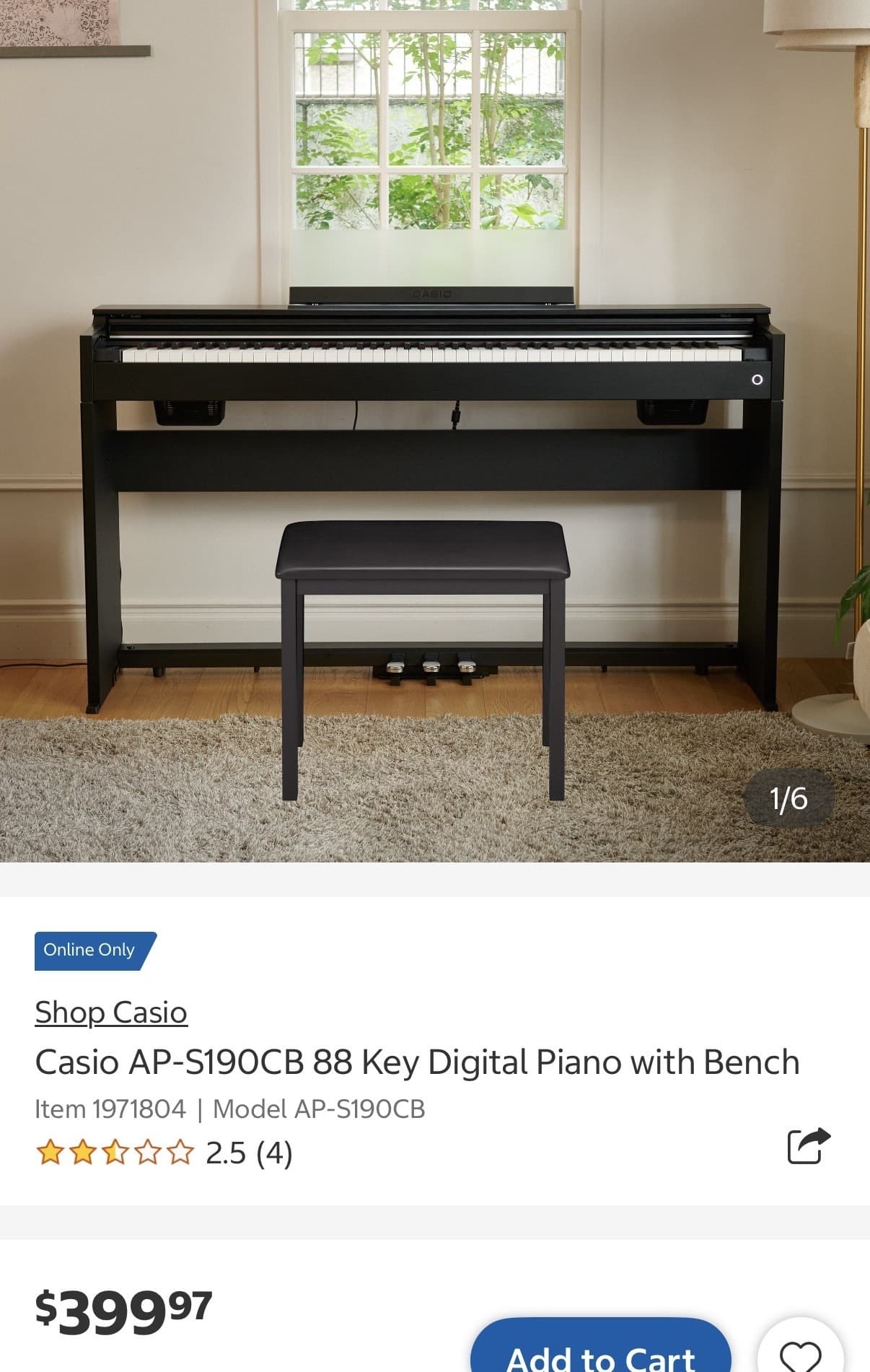 Costco) 카시오 디지털 피아노 땡처리 $399.97