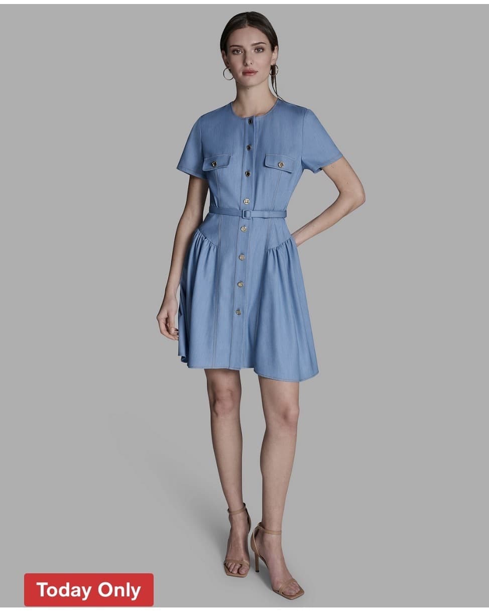 Macy's) 지금 입기 딱 좋아요 BCBG Women's Collared Neck Mini Denim Dress 53.70