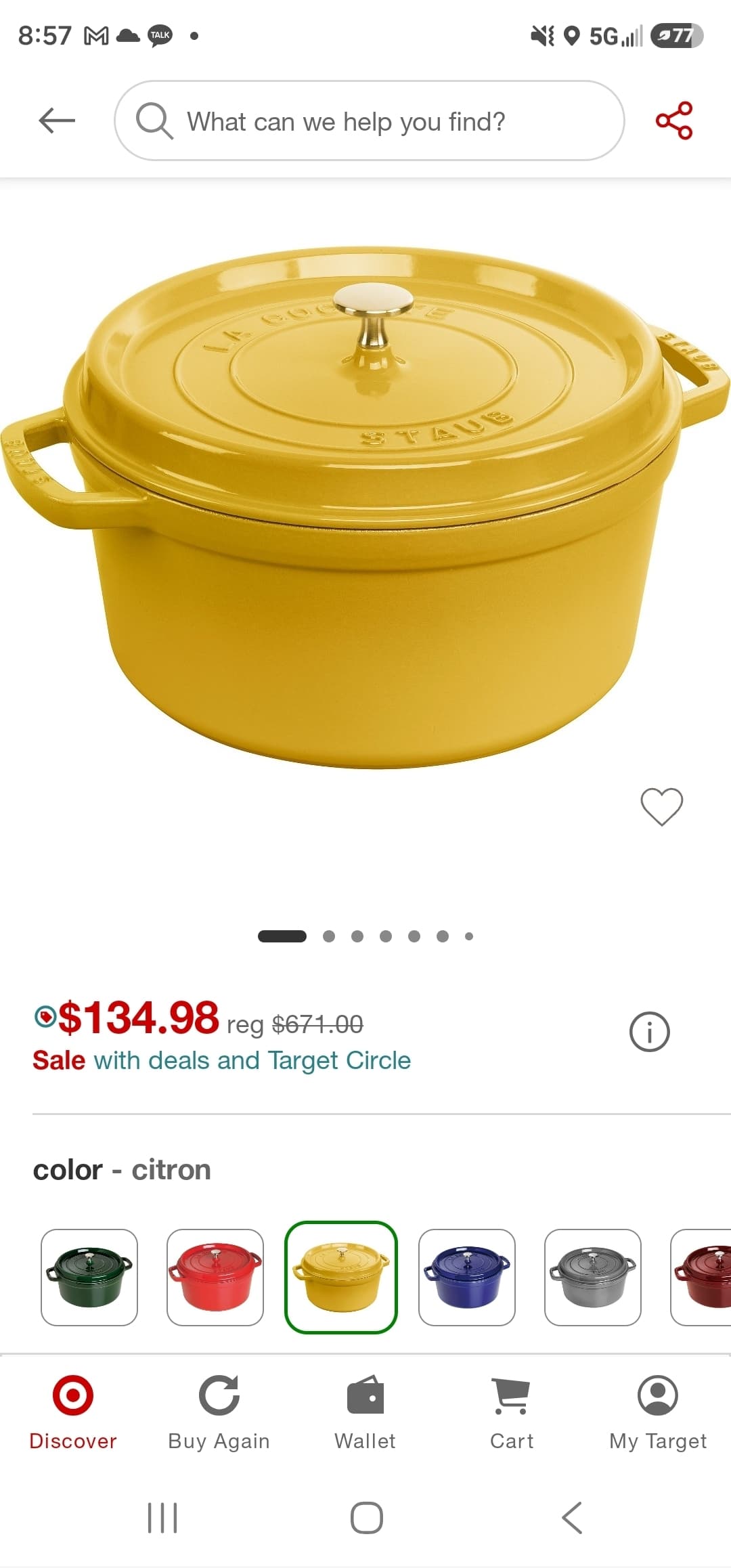 Target) staub 7qt round cocotte 135불!!