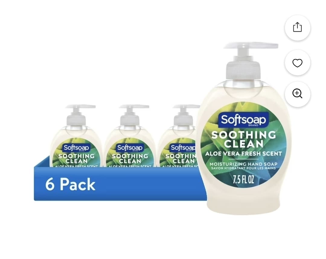Walmart) (6 pack) Softsoap Soothing Clean Aloe Liquid Hand Soap $5.34