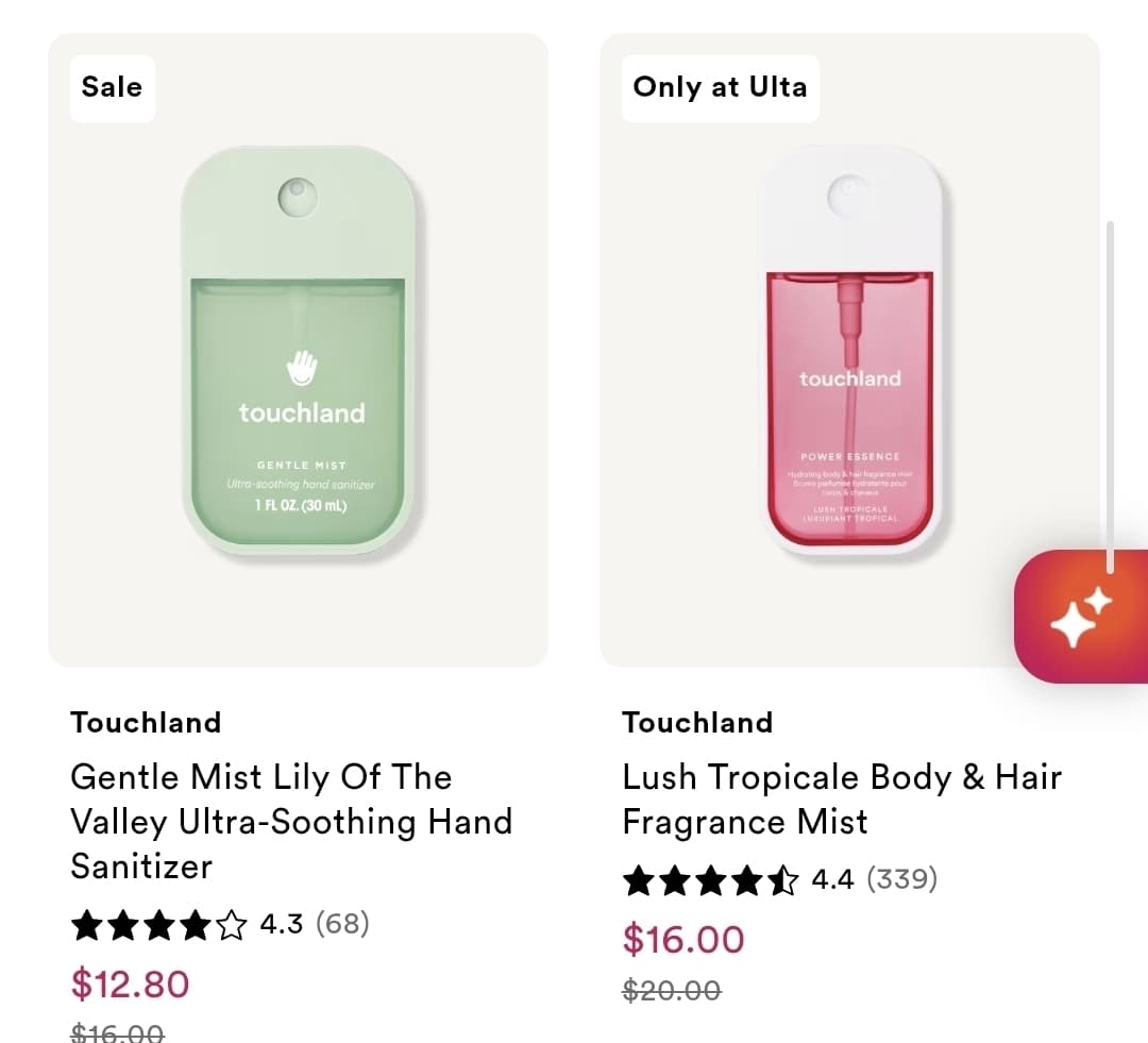ULTA) Touchland 세니타이져 $8 등 최고 40프로 세일
