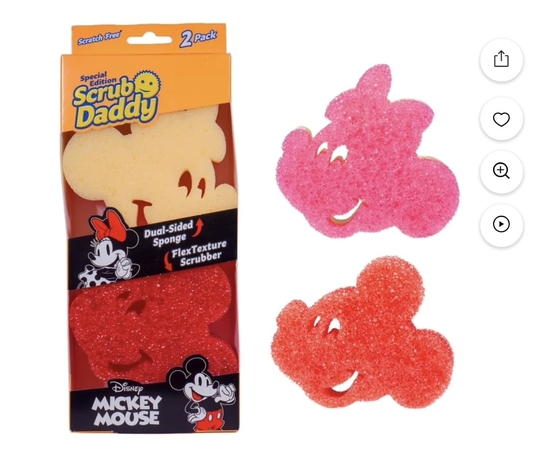 Walmart) Scrub Daddy Disney Mickey & Minnie Mouse Non-Scratch Cleaning Sponges, 2-Pack $4.97