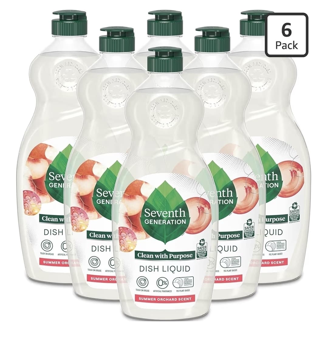 Amazon) Seventh Generation Dish Soap Liquid Summer Orchard Scent Pack of 6 $13.53