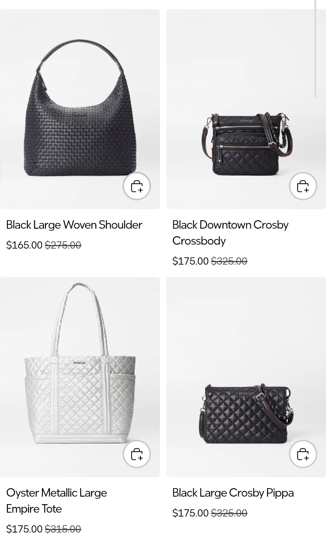 MZ Wallace) Black Downtown Crosby Crossbody $175 등 웨어하우스 세일