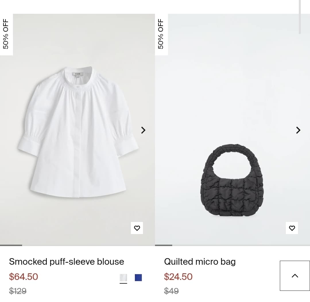 COS) QUILTED MICRO BAG $24.50 등 최고 60프로 세일