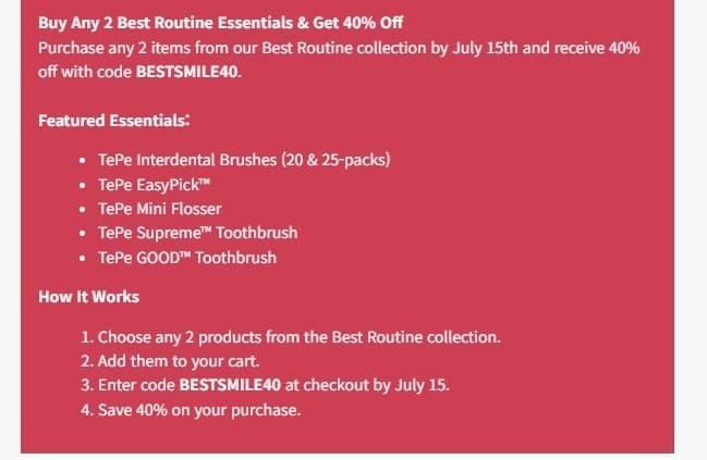 Tepe) 칫솔등 Essential 제품 2개 구매시 -> 40% 할인