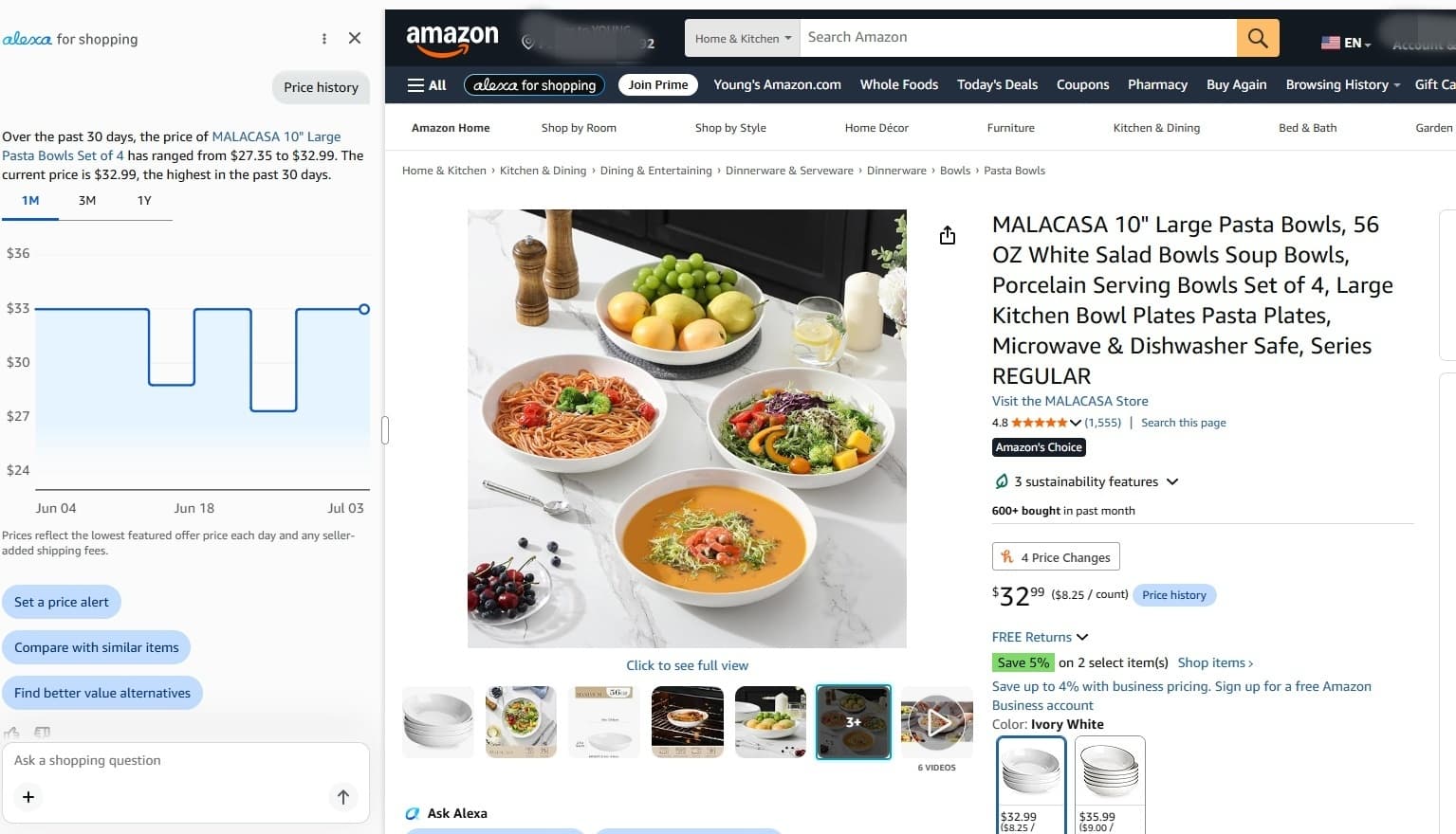 Amazon) 10" Large Pasta Bowls Set of 4 $19,79