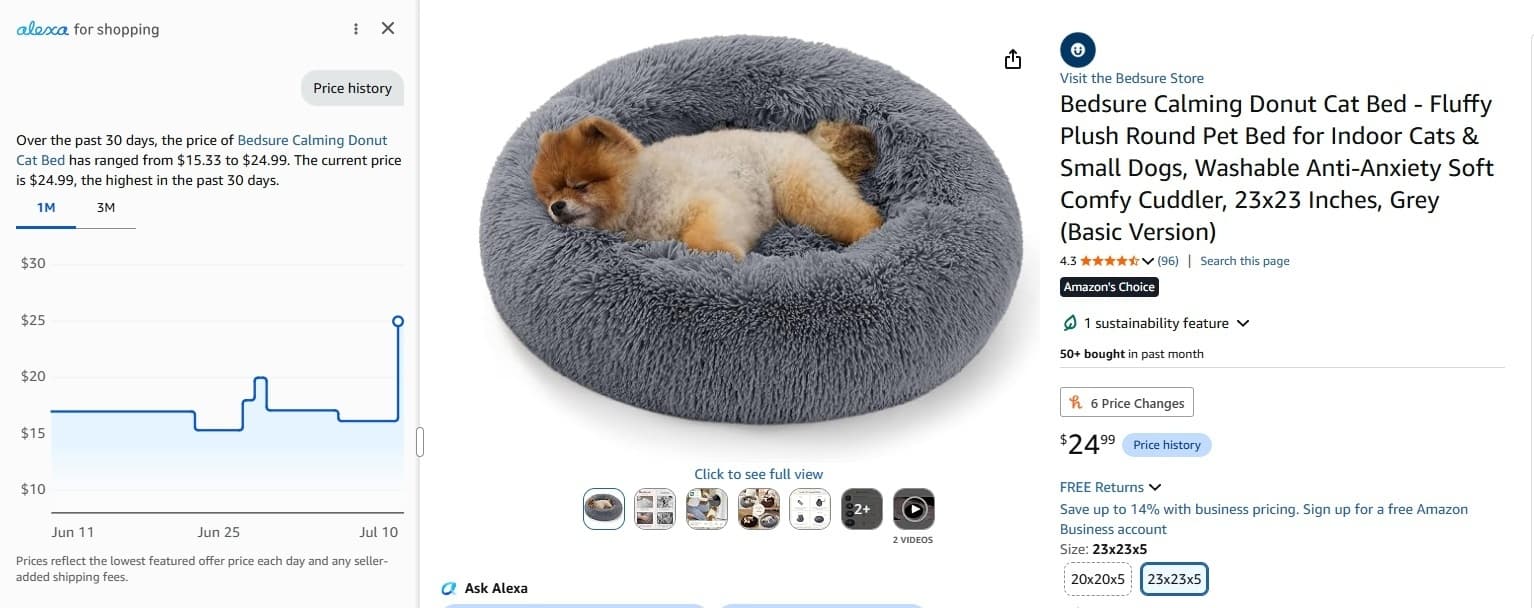Amazon) Bedsure Calming Donut Cat Bed $12.49