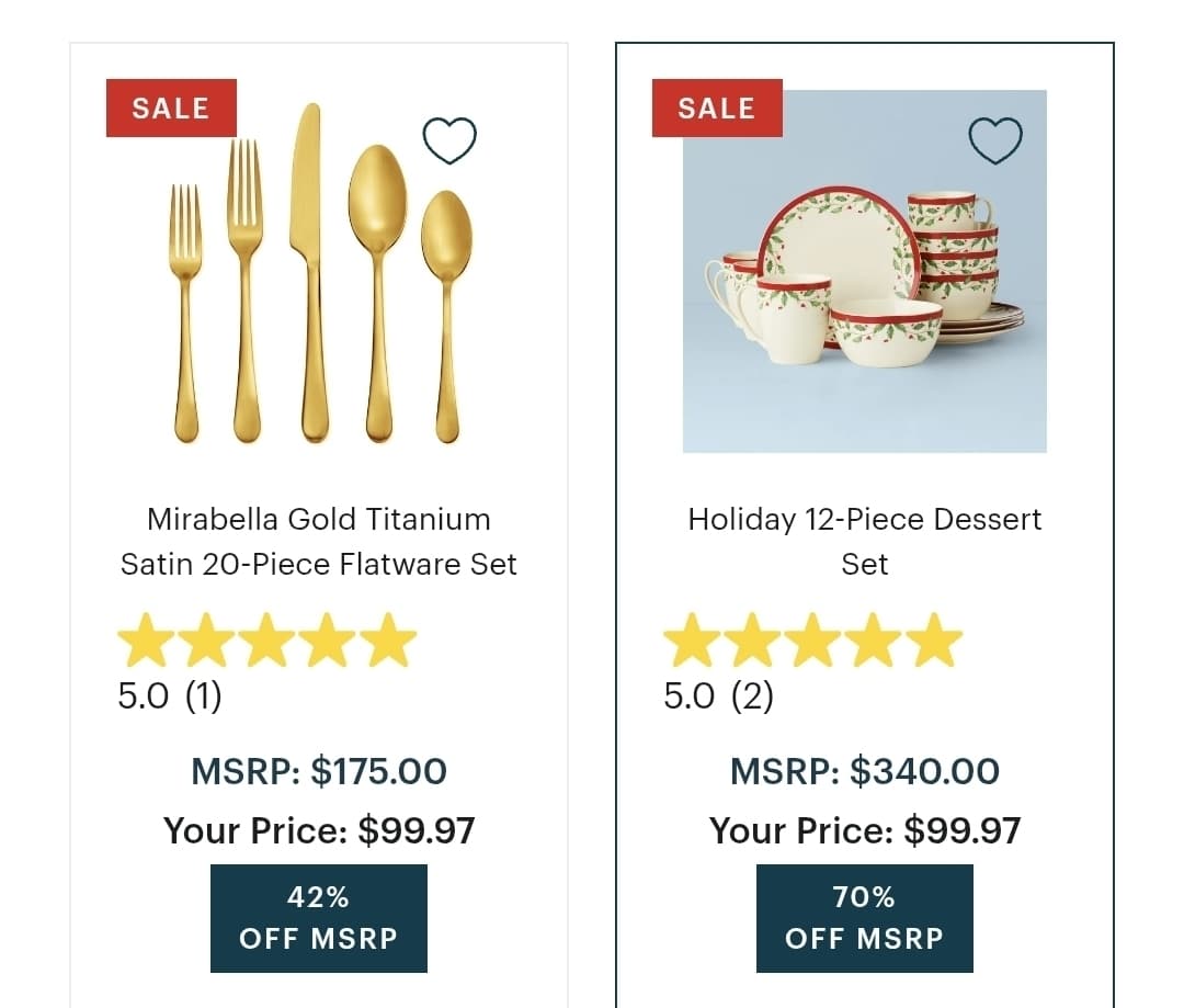 Lenox) Holiday 12-Piece Dessert Set $59.99 등 세일가에 추가 40프로 할인
