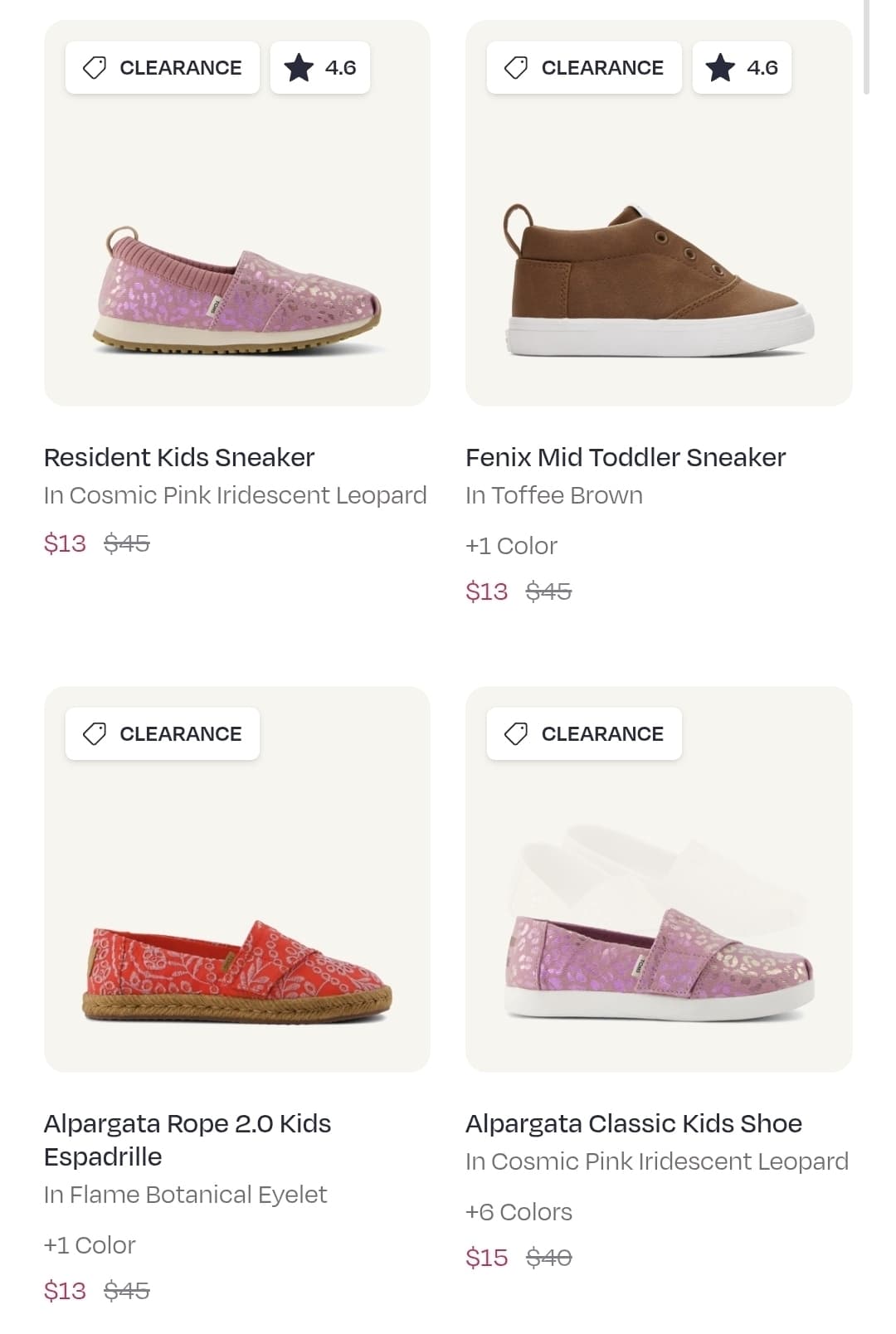 Toms) Alpargata Classic Kids Shoe $15 등 최고 70프로 세일