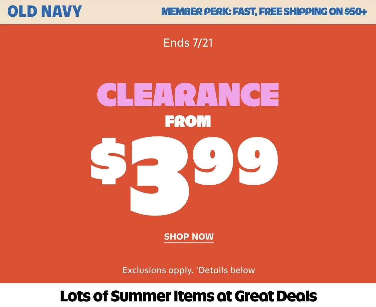 Old Navy) Clearance - from $3.99
