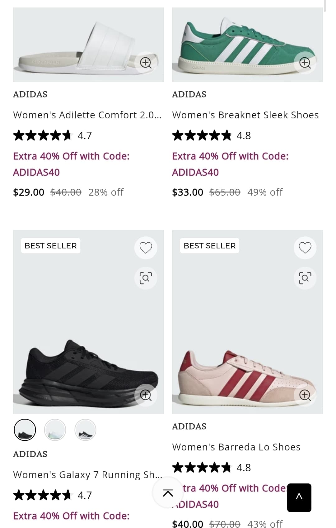 Shop Simon) Women's adidas Breaknet Sleek Shoes $19.80 등 아디다스 추가 40프로 할인